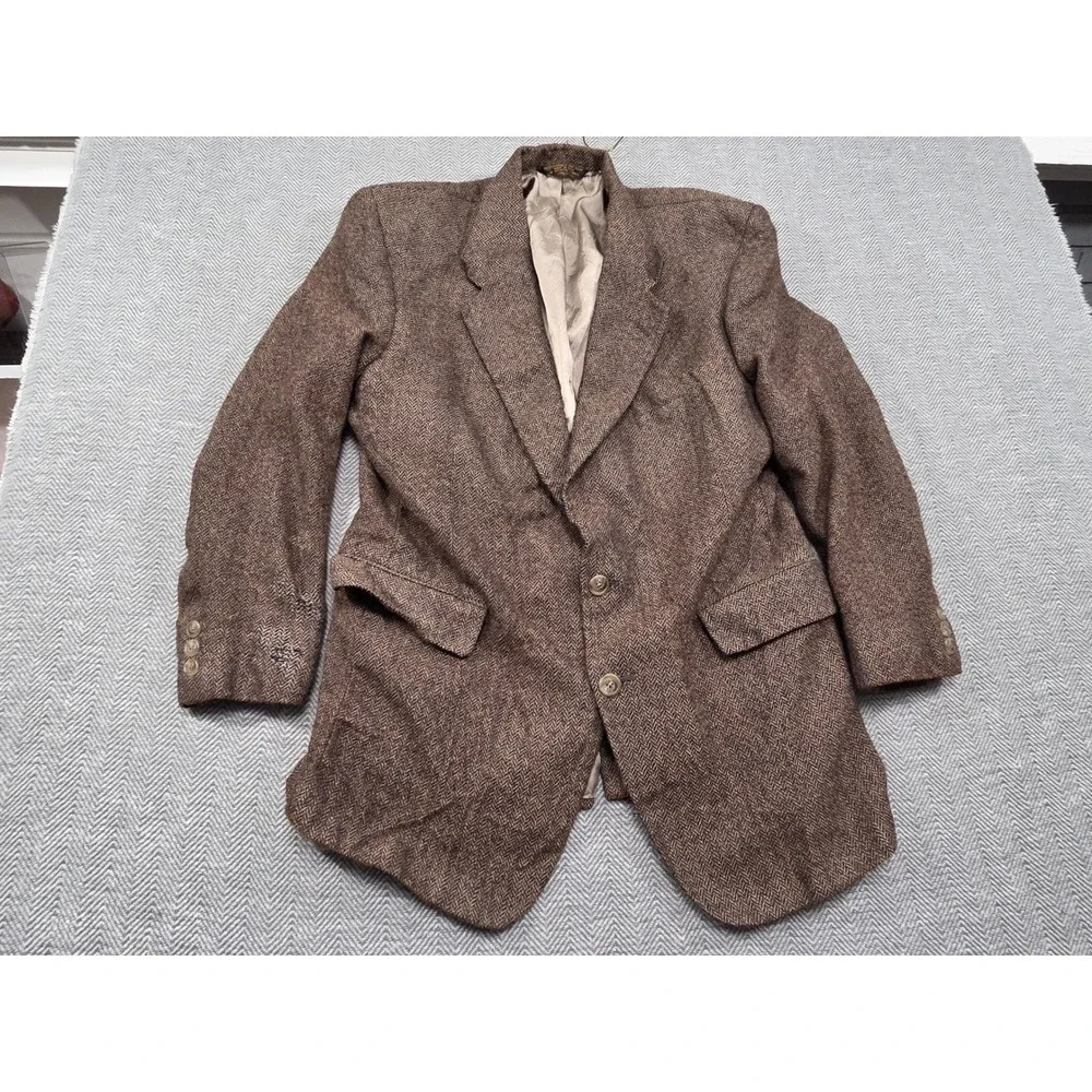 Dorman Winthrop Vintage Mens‎ Brown Herringbone Wool Blazer Sport Coat 42R